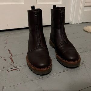 dark brown #vince zip up water resistant boots